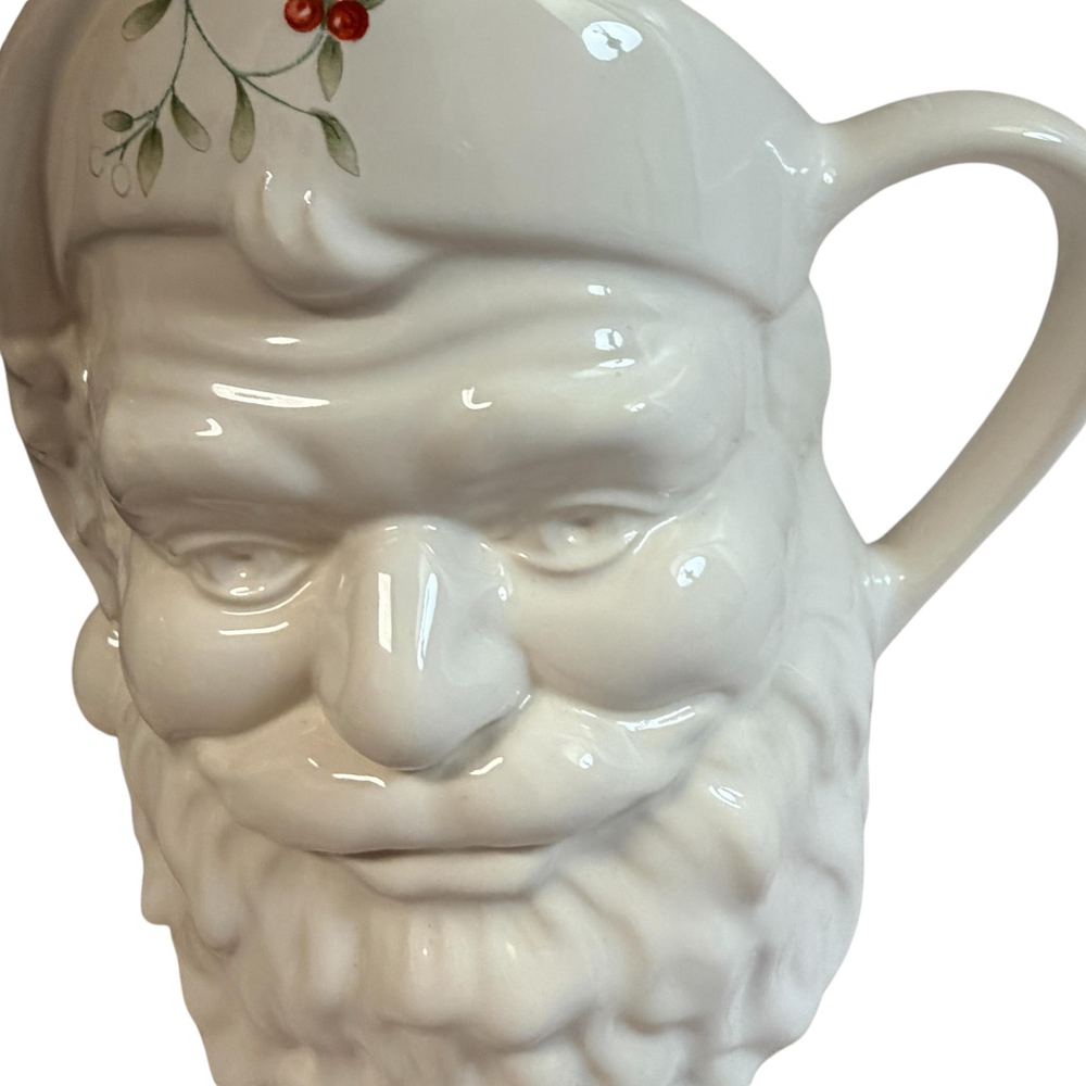 Vintage Pfaltzgraff Santa Face Mug USA Christmas Holly Ceramic Coffee Cup - Picture 2 of 15